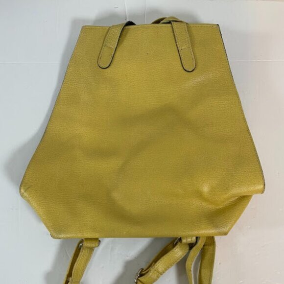 Sleek Women's Mustard Yellow Leather Backpack Medium - Picture 2 of 8